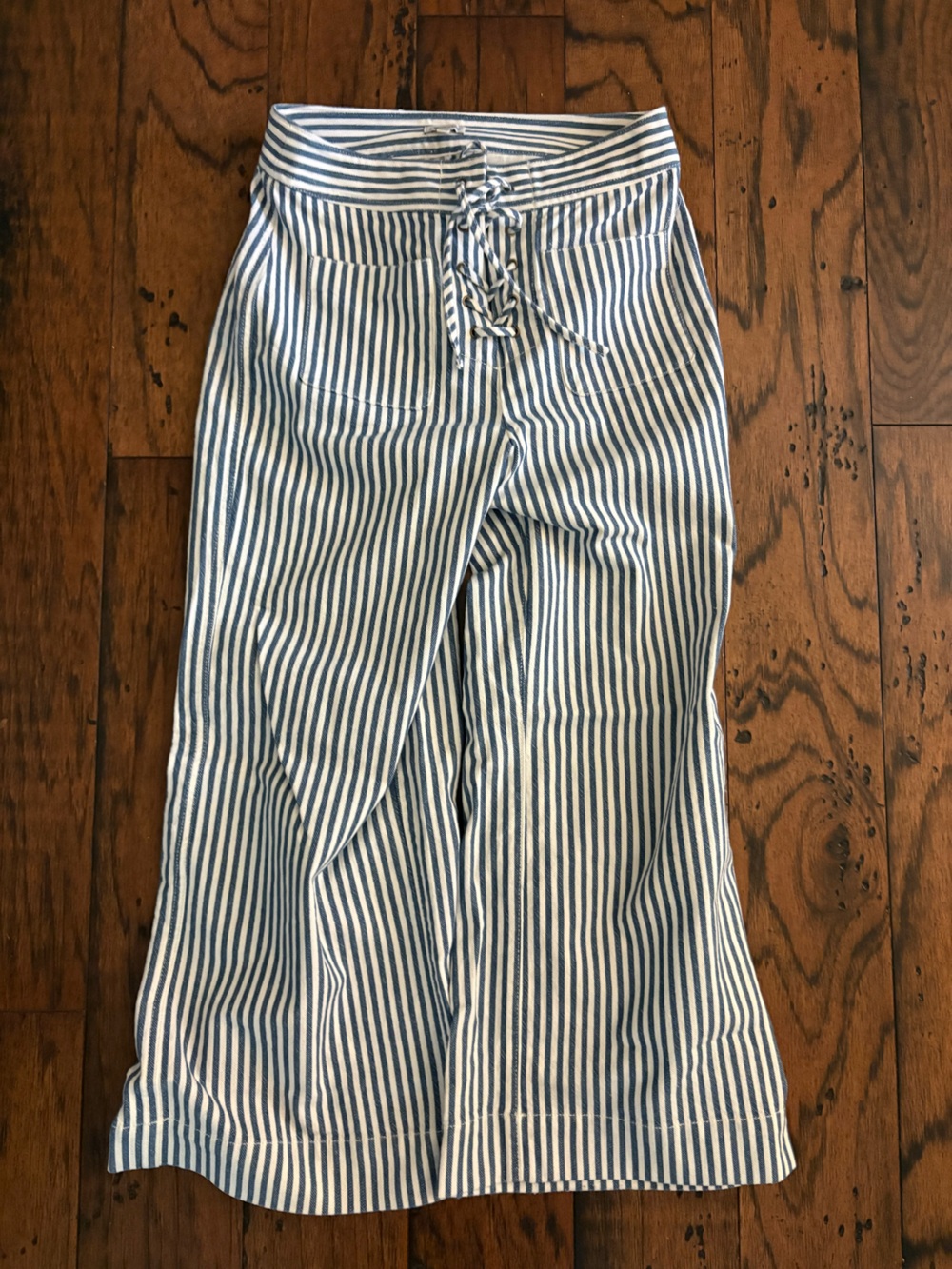 Madewell wide leg blue white striped pants